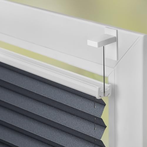 Lichtblick Plissee Klebfix, ohne Bohren, verspannt, Verdunkelung - Schwarz 35 cm x 130 cm (B x L)