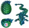 Dragon Articulé & Œuf de Dragon Imprimé en 3D Décoration Univers Fantastique Fidget Toy Jouet Idée Cadeau Unique Décoration d'Intérieur Maison Chambre Salon Enfant (Bleu Vert Brilliant)