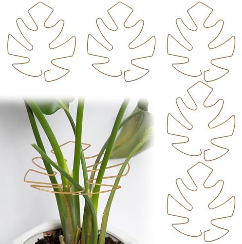 Fnaobai Pflanzenstielhalter, Schildkrötenmuschel, Bambus-Muschel-Set für Kletterpflanzen, Monstera-Blatt-Pflanzenstütze, Zubehör für Außengärten, hält Pflanzen gedeihen (Gold)