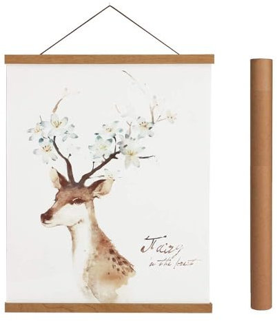 Sanauto Benjia Barre magnétique en bois pour accrocher des affiches et affiches - 35 x 50, 35 x 45 cm, 35 cm, teck