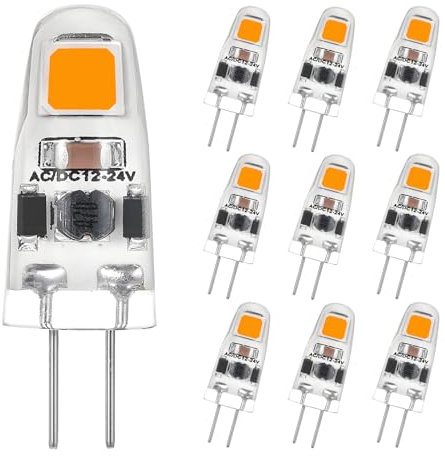I-SHUNFA G4 LED Dimmbar Lampen Warmweiß 2700K,AC/DC 12-24V Led Leuchtmittel G4,1.2W ersetzt für 12W-15W Halogenlampen,125LM Energie Sparen LED Mini Glühbirnen,Kein Flackern,10er pack