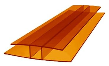 H-Profil Polycarbonat 1500mm Orange 10mm – Stegplatten Verbinder für Doppelstegplatten | Hohlkammerplatten Verbindungsprofil für Gewächshaus & Überdachungen