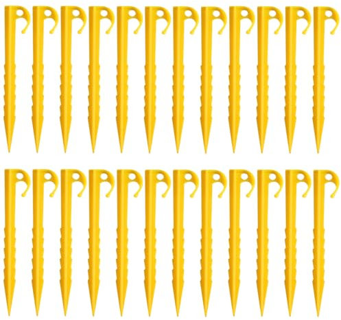 24PCS Plastic Tent Pegs, Durable Tent Pegs Plastic for Camping and Garden Use, Heavy Duty for Securing Tarps, Awnings and Outdoor Shelters