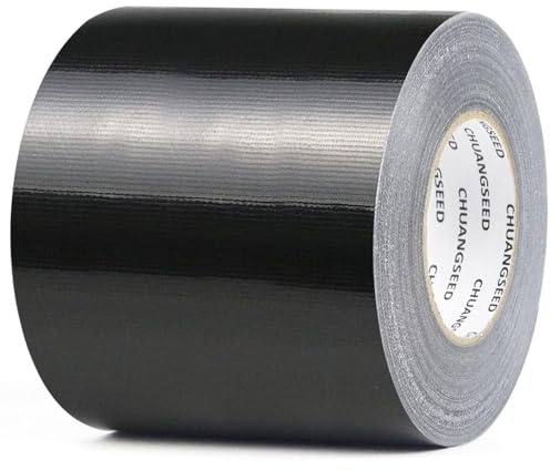 CHUANGSEED Nastro adesivo nero impermeabile, 100 mm x 50 m, resistente, per riparazioni, fai da te, artigianato, impacchettamento e traslochi, uso interno ed esterno (nero)