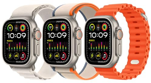 CSLKDDS Lot de 3 bracelets compatibles avec Apple Watch 49 mm, 46 mm, 45 mm, 44 mm, Trail Loop/Alpine Loop/Ocean, bracelet de rechange sport en nylon pour iWatch Ultra 2/1 SE Series 10 9 8 7 6 5 4 3 2