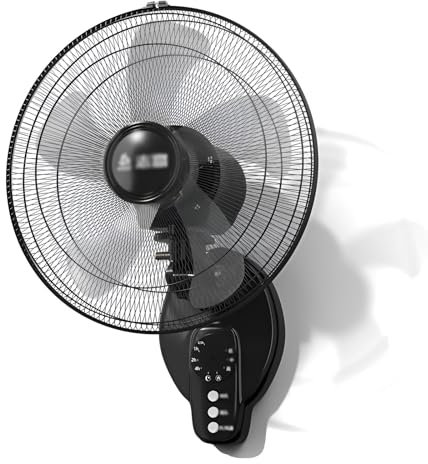 YAVYAV Wall Mounted Fan With Remote Control, 20 Inch High Velocity Metal Oscillating Fan, 3 Speeds, 7.5H Timer, For Home Office Gym Garage Industrial
