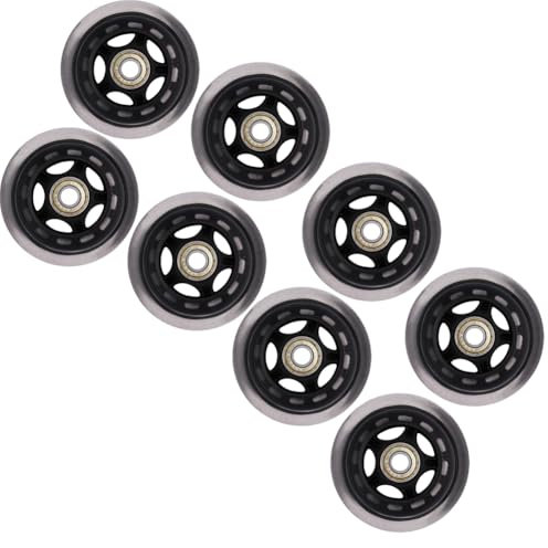 WSDAV Inline Skate Rollen 70mm 72mm 76mm 80mm mit ABEC-7 Lagern, Gepäckrollen, 8er Pack Ersatzrollen,Schwarz,72MM
