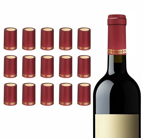 PATIKIL PVC Heat Shrink Cap 33x50mm, 60 Pcs Bottle Sealer Wine Shrink Wrap Caps for Wine Cellars Home Use Party Favors Oil Bottles, Red