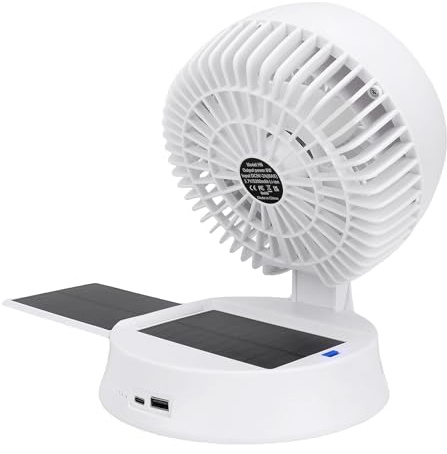 Yosoo Health Gear Solarlüfter mit LED -Licht 4 Windgeschwindigkeiten 3 Helligkeit Verstellbarer Winkel Faltbare Tragbare Campingventilatoren für Schuppen, Zuhause, Ouside, Camping