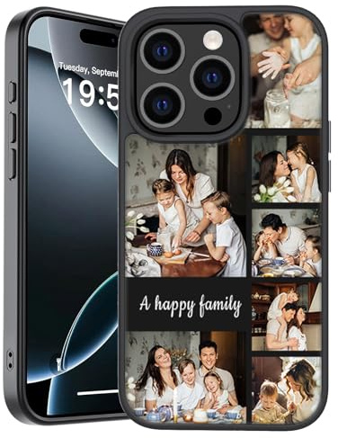 Baixtuo Personalisierte Handyhülle mit Foto für iPhone 17, 16, 15, 14, 13 Pro Max Plus, TPU PC Material, Stoßfest, 7 Bilder