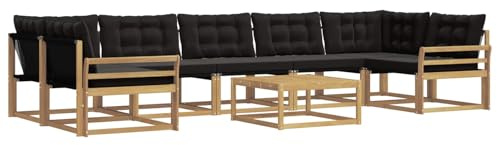 vidaXL Outdoor-Sofagarnitur 8 pcs Weiß und Schwarz 79 x 79 x 37 cm, Moderne Garten-Sofaset, wetterfeste Möbel, schicke Kollektion, bequemes Loungesofa für die Terrasse