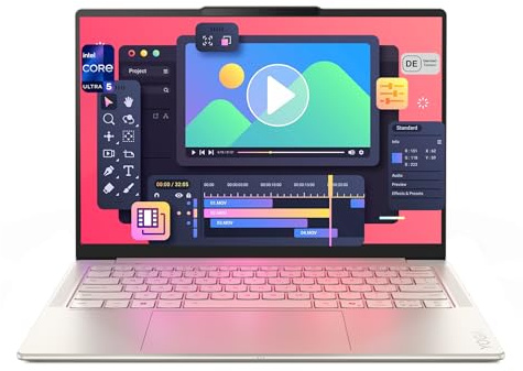 Lenovo Yoga Slim 7i Aura Edition Laptop, Intel Core Ultra 5 226V, 16 GB LPDDR5, 2 TB PCIe SSD, 14 WUXGA OLED, Intel Arc Graphics 130V, Deutsches Tastatur, Windows 11 Home, Seashell