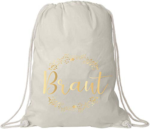 EZYshirt® Junggesellinnenabschied JGA Braut Blumenkranz Baumwoll Stoffbeutel