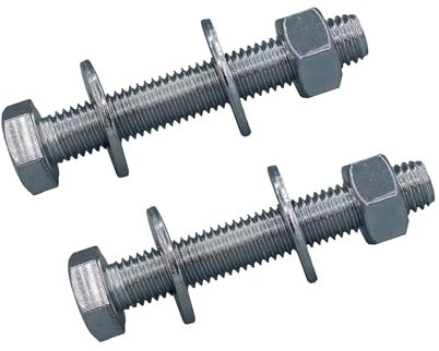 Homesmart 2 Pack Screw Bolts M12 x 75mm, Washers & Nuts, Grade 8.8 Zinc Plated Threaded Design, Sturdy Nuts & Hexagonal Bolts for DIY Projects, Industry Mechanical Work, Secure Fastening of Workpieces