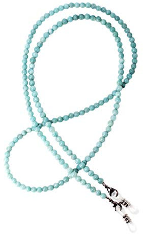 rainbow safety Brillenkette Brillenband Brillenhalter Schlangenkette Natürliche Edelstein Perlen Amazonit Achat Tigerauge Amethyst RC (Blauer Amazonit)