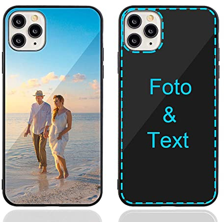 MXCUSTOM Personalisierte Handyhülle für Apple iPhone 11 Pro, Benutzerdefiniert Kratzfest Gehärtetes Glas Weicher Stoßfänger Hülle mit Eigenem Foto Bild Text Individuelle Schutzhülle (GHS-BK-P1)
