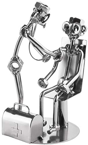 BRUBAKER Schraubenmännchen Arzt mit Patient Stethoskop - Handarbeit Eisenfigur Metallmännchen - Metallfigur Geschenkidee für Hausärzte - Ärzte Geschenk