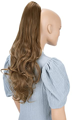 CAISHA 60cm Haarteil Ponytail Zopf Pferdeschwanz Haarverlängerung Voluminös Leicht Gewellt Hellbraun H507