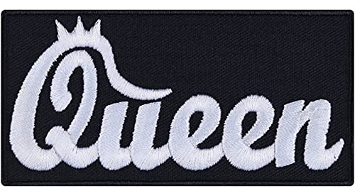QUEEN Aufnäher für Frauen lustig Aufbügler/Patch zum annähen/aufbügeln | Ehefrau Königin Bügelbilder Geburtstagsgeschenk Jeans Flicken Applikation für alle Stoffe | 90x45mm