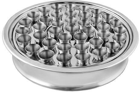 Kommunionsware, stapelbares Kommunion-Tablett mit 40 Bechern für Kirchen, tragbares Kommunionszubehör, ideal für Kirchen, Edelstahl, glänzend (Silber)