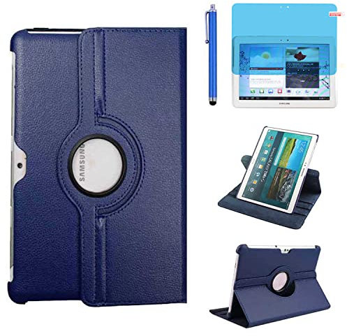 Custodia per Samsung Galaxy Tab note 10.1 pollici 2012 (GT-N8000 N8010 N8013) - Rotazione di 360 gradi Custodia protettiva completa per supporto,Con Penna Stilo, Pellicola Per Schermo (Deep Blue)