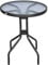 Outsunny Mesa de Jardín Redonda con Encimera de Vidrio Templado Decorativa y Marco de Metal para Patio Terraza Balcón Comedor Ø60x70 cm Negro