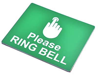 Hinweisschild mit Aufschrift Please Ring Bell Sign, matt grün, graviert, weiß, mit universalem Symbol und Text (Größe 120 mm x 100 mm) (grün)