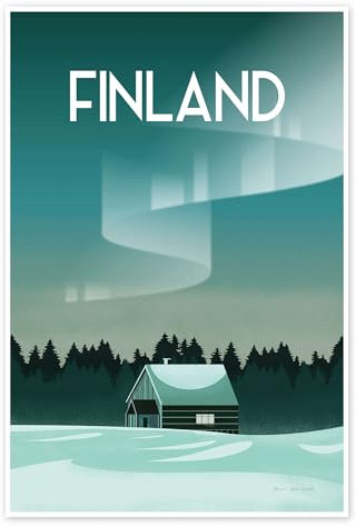 Finnland Poster von Omar Escalante 40 x 60 cm Petrol Wandbilder Wanddeko