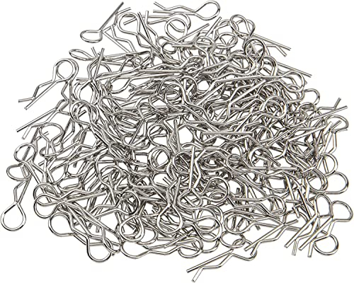 LinsyRC 100 Stück Edelstahl R-Typ Auto Shell Fixed Body Clip Feste Körperklammer für 1/10 1/12 Redcat HPI Himoto HSP ExceedRC Auto Buggy