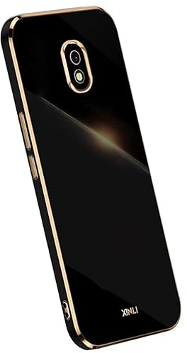 RankOne Phone Coque Convient à Samsung Galaxy J3 2017 (5 inches), Étui de Téléphone Portable en Silicone avec Cadre de Galvanoplastie - Le Noir