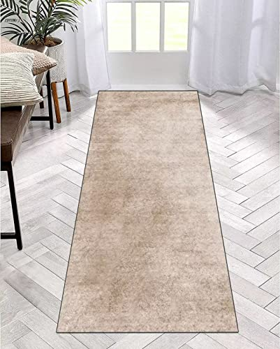 ZDYHMrj Alfombra larga para pasillo, antideslizante, lavable, 80 x 300 cm, alfombra de cocina, pasillo, caqui, dormitorio, salón, poliéster, duradera, ajustable, venta por metros