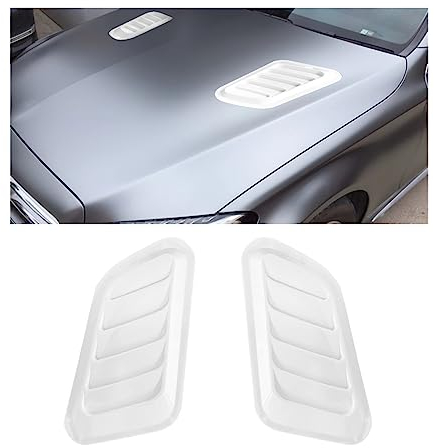CGEAMDY Universal Auto ABS Dekorative Luftstrom Ansaugschaufel, Turbo Motorhaube Entlüftungsabdeckung Haube, Motorhaube Luftentlüftung Modifiziertes Zubehör (Weiß)
