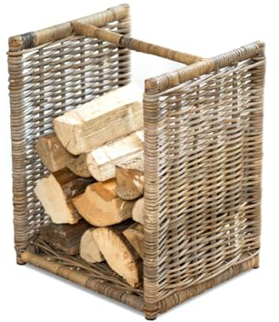 WESTMANN Kaminholzkorb Costa | 40x36x50 cm Natur | Flechtkorb Rattangeflecht zum stapeln & transportieren von Holz