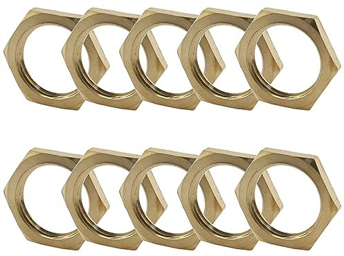 SQXBK 10PCS 3/8'' Brass Hex Lock Nuts Pipe Fitting Thin Nuts Hex Brass Female Locknut for Plumbing
