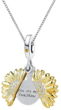 ZakiaHo You are My Sunshine Sunflower Gold Tone Pendant Necklaces for Women Girls Birthday Christmas Jewellery Gifts
