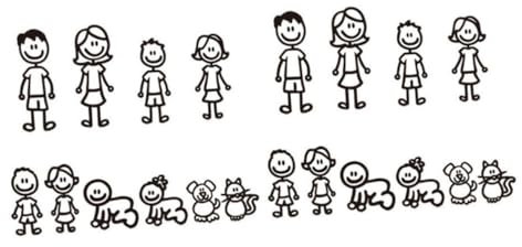 ibasenice 20pezzi Adesivi Auto Famiglia Stickers Riflettenti Per Decorazione Bumper e Finestrini Nero Facile Installazione e Materiale Resistente