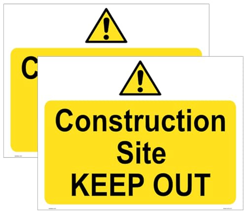 Haobase 2 Pcs Construction Site Keep Out Sign Sticker - 15 cm x 20 cm - Self Adhesive Vinyl