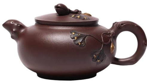 Tea Pot Clay Painted Decal Teapot Handmade Purple Clay Teapot Household Tea Kettle Conference Room Tea Set Teapot for Infuser