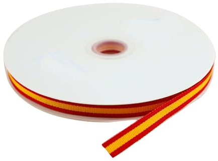 Cinta Bandera de España Tela para Pulseras y Manualidades Tela Ribbon (Rojo, 50 metros / 1 cm)