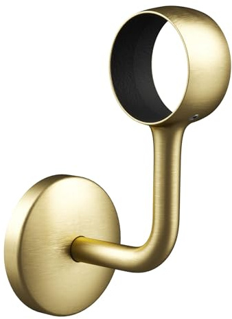 Rothley Stair Handrail Wall Bracket, Covered Fixings, 40mm, Satin Brass | Screws securely with a grub screw while a plastic insert prevents scratching; covered fixings hide screws when mounted.