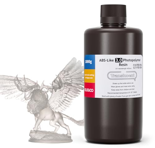ELEGOO ABS-Like 3.0 3D Drucker Resin Transluzent 1000g, 405nm UV-Härtendes 3D Printer Harz mit Hoher Zugfestigkeit und Biegefestigkeit für MSLA/LCD/DLP 3D Drucker