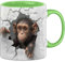 Trendation - Affen Tasse 3D Chimpansen Kaffee-Becher Geschenkidee Affen-Liebhaber (Grün)
