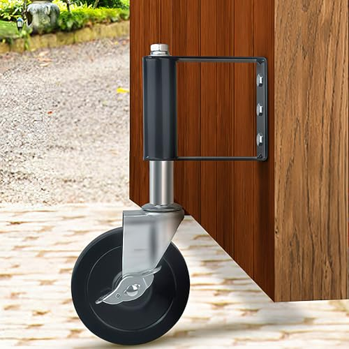 TNSLAND Torrolle 100mm mit Federbelastung, Lenkrollen 100mm Stützräder Rollen für Möbel, Möbelrollen Schwerlastrollen für Holztore, Zäune und Gartentor, Schwarz