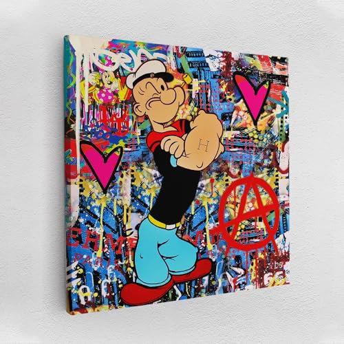 Leinwand Pop Art Graffiti Popeye Hero Comic Wand Abstrakt Wandbilder Wohnzimmer Schlafzimmer Büro Wanddekoration Deko XXL günstig (Leinwand, 160x120 cm)