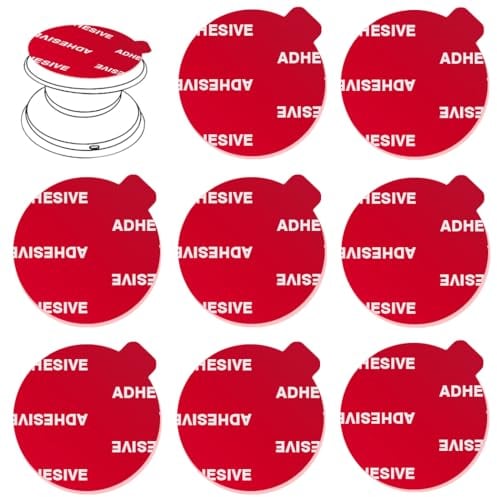 8pcs Clear Sticky Adhesive Pads for Socket Base Mount, 1.38 inches Round Double-Sided Replacement Tapes for Phone Collapsible Grip Stand Back Base