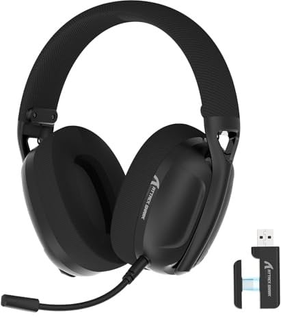 ATTACK SHARK L80 Ultra Light Wireless Gaming Headset,BT 5.3,2.4G,3.5mm Wired,Stero 5.1,50 Hours,40mm Pro-G Drivers,Over Ear with Noise Cancelling Detachable Mic,for Mac Mobile-Black