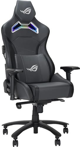 ASUS ROG Chariot X Gaming-Stuhl (Aura RGB Beleuchtung, 4D-Armlehnen, Memory-Foam, Premium-PU-Leder, One-Touch-Controller) grau