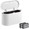 KUIZHEN Desk Trash Bin with Lid and 4 Rolls of Bags - Portable Mini Trash Can for Room, Kitchen, Bedroom, Bathroom, Office - White