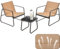KOMFOTTEU 3 TLG. Balkonset Bistro-Set, Balkonmöbel Set mit 2 Stapelstühle aus Textilene-Stoff & Gartentisch, Garten Sitzgarnitur Sitzgruppe für Balkon Terrassen (Braun)