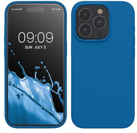 kwmobile Handyhülle für iPhone 15 Pro Hülle, für iPhone 15 Pro Case - Hülle Silikon - kabelloses Laden - Blue Reef